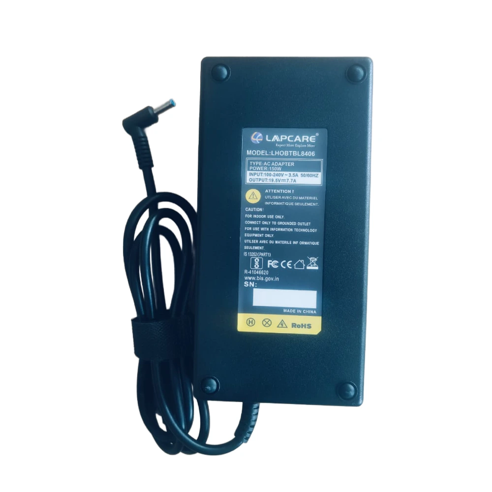 Lapcare Laptop Adapter Compatible For HP | 150w | 19.5v/7.7a | 4.5mm x 3.0mm | Blue Pin view 2